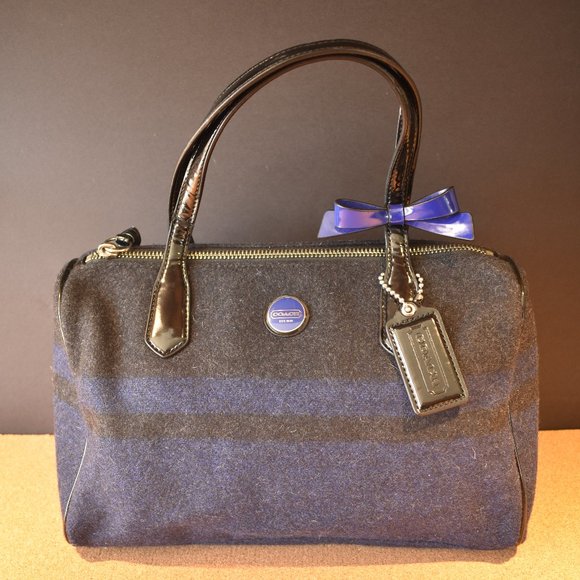 COACH Signature Stripe Wool Satchel F24784 - Picture 1 of 5
